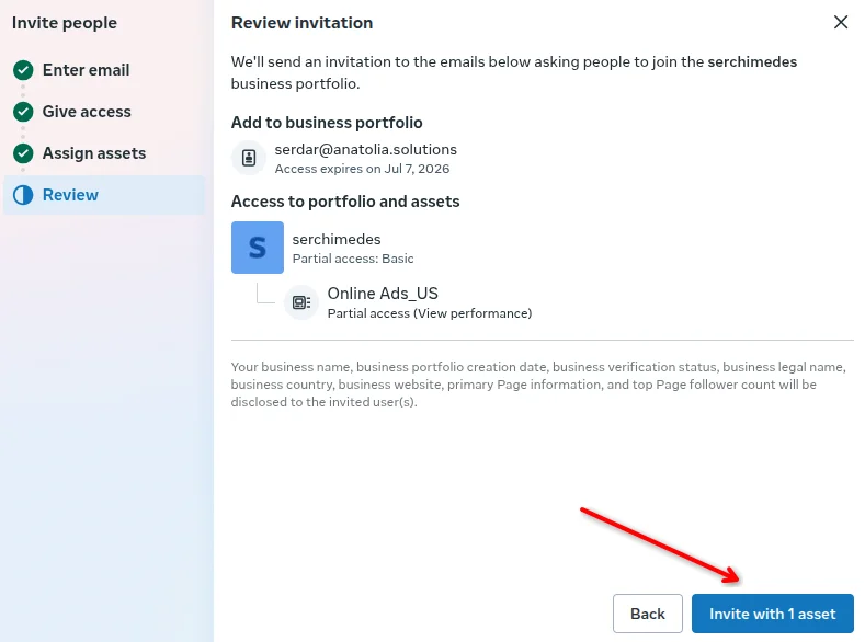 Step 4: Final check and send invitation