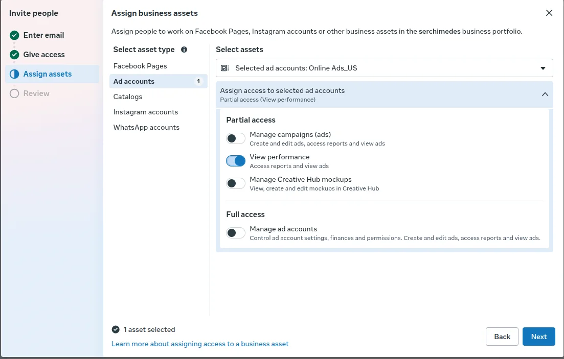 Step 3: Choose view-only permissions